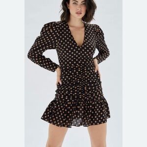MINKPINK - AYAT RUCHED MINI DRESS MOCHA/BLACK
